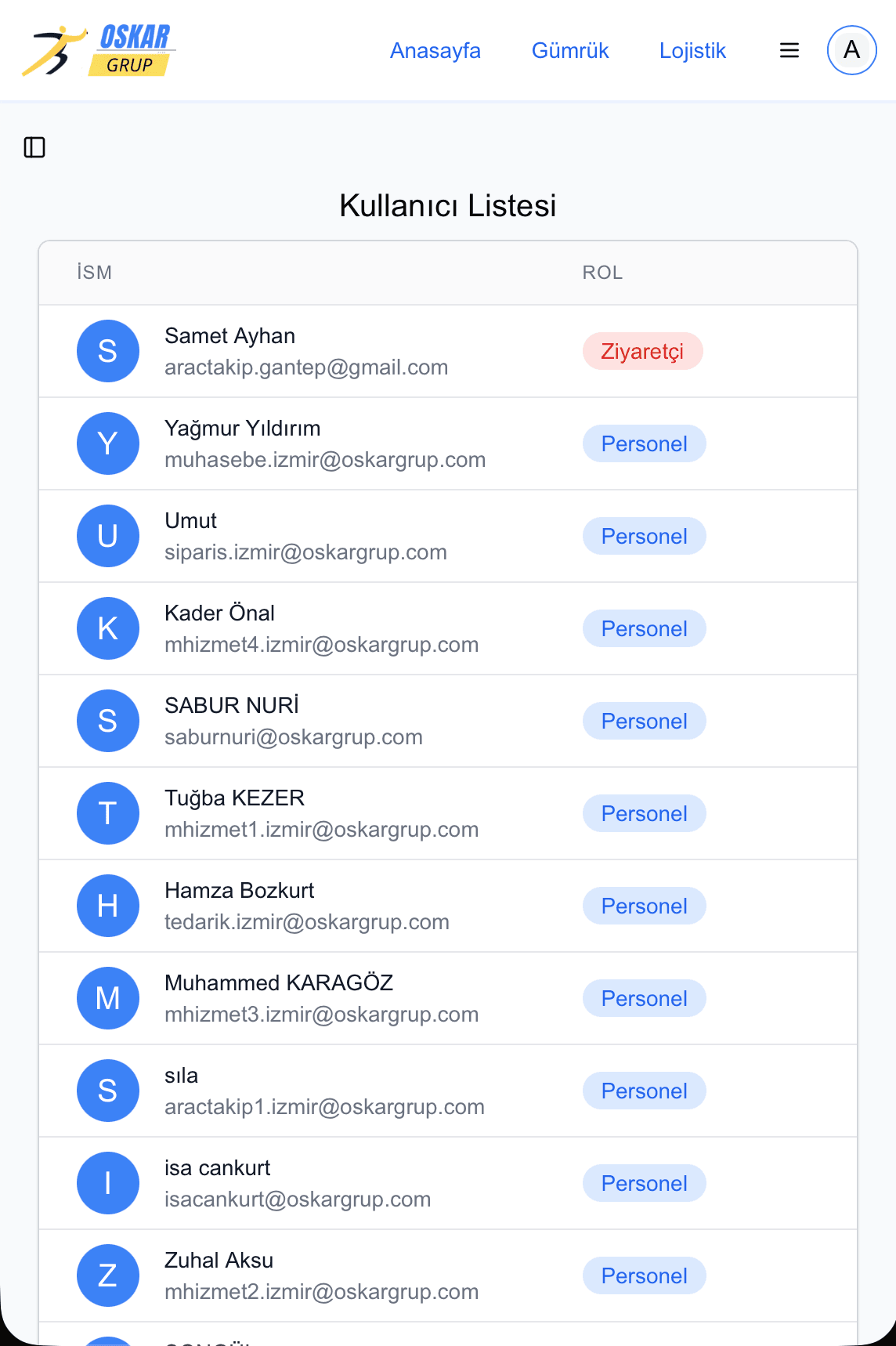 Oskar Staff mobile view